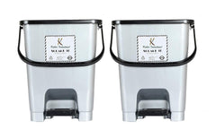 Heart Home Plastic Swing-Top Lid Dustbin For Home/Kitchen/Office, 12 Ltr, Pack of 2 (Grey)