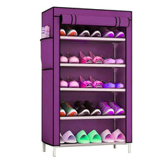 Homestic Shoe Rack|Non-Woven 5 Shelves Shelf|Foldable Storage Rack Organizer for Shoe, Books (Purple)