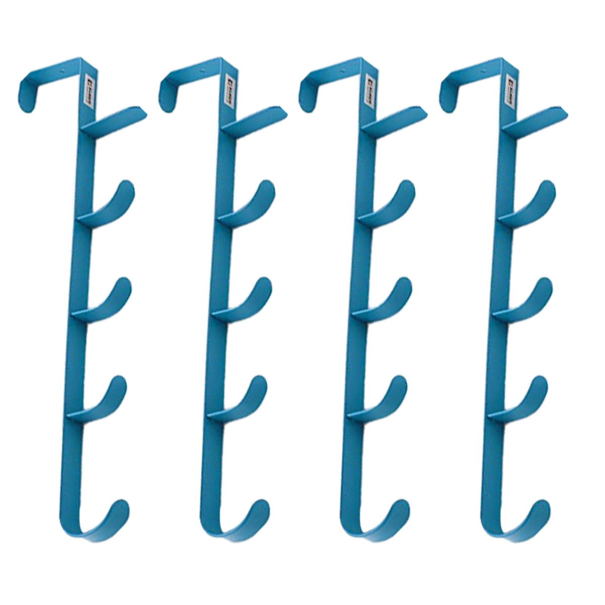 Kuber Industries 5-Level Cloth Hanger|Multipurpose Cloth & Towel Holder|Iron Spray Material|Easy Installation|Interchangeable Over The Door Towel Holder|ZT-3115(B) Pack of 4|Blue