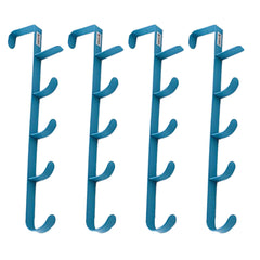 Kuber Industries 5-Level Cloth Hanger|Multipurpose Cloth & Towel Holder|Iron Spray Material|Easy Installation|Interchangeable Over The Door Towel Holder|ZT-3115(B) Pack of 4|Blue