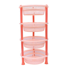 Kuber industries Plastic 4 Layer Multi-Purpose Kitchen Storage Basket Rack (Beige)-CTKTC25206