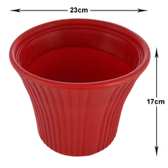 Kuber Industries Sunshine Flower Pot|Durable Plastic Flower Pots|Planters for Home Décor|Garden|Living Room|Balcony|8 Inch|Pack of 2 (Red)