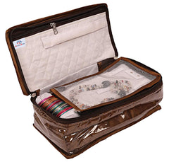 Heart Home Jewellery Box/Organizer with 6 Transparent Pouch & 1 Bangle/Watch Rod (Brown)