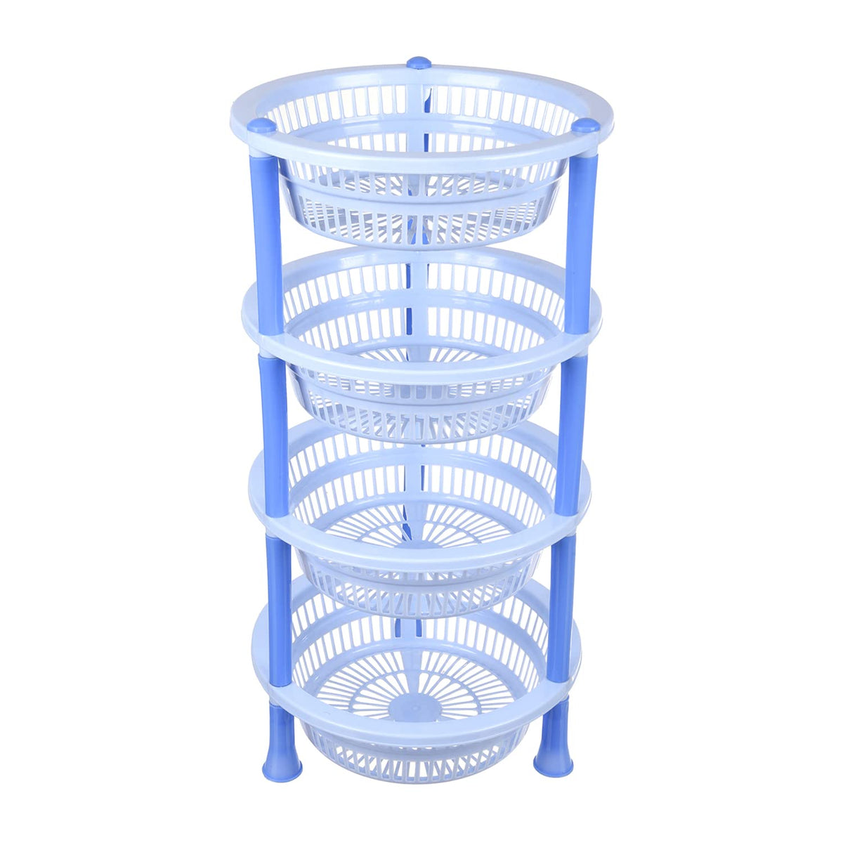 Kuber Industries Storage Basket | Plastic 4 Layer Kitchen Storage Basket | Storage Rack for Kitchen | Multi-Layer Vegetable Rack | Mondeo Floor-Standing Rack | Sky Blue