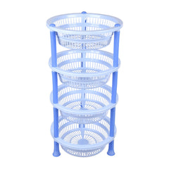 Kuber Industries Storage Basket | Plastic 4 Layer Kitchen Storage Basket | Storage Rack for Kitchen | Multi-Layer Vegetable Rack | Mondeo Floor-Standing Rack | Sky Blue