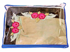 Kuber Industries 12 Piece Polka Dots Non Woven Saree Cover Set, Blue