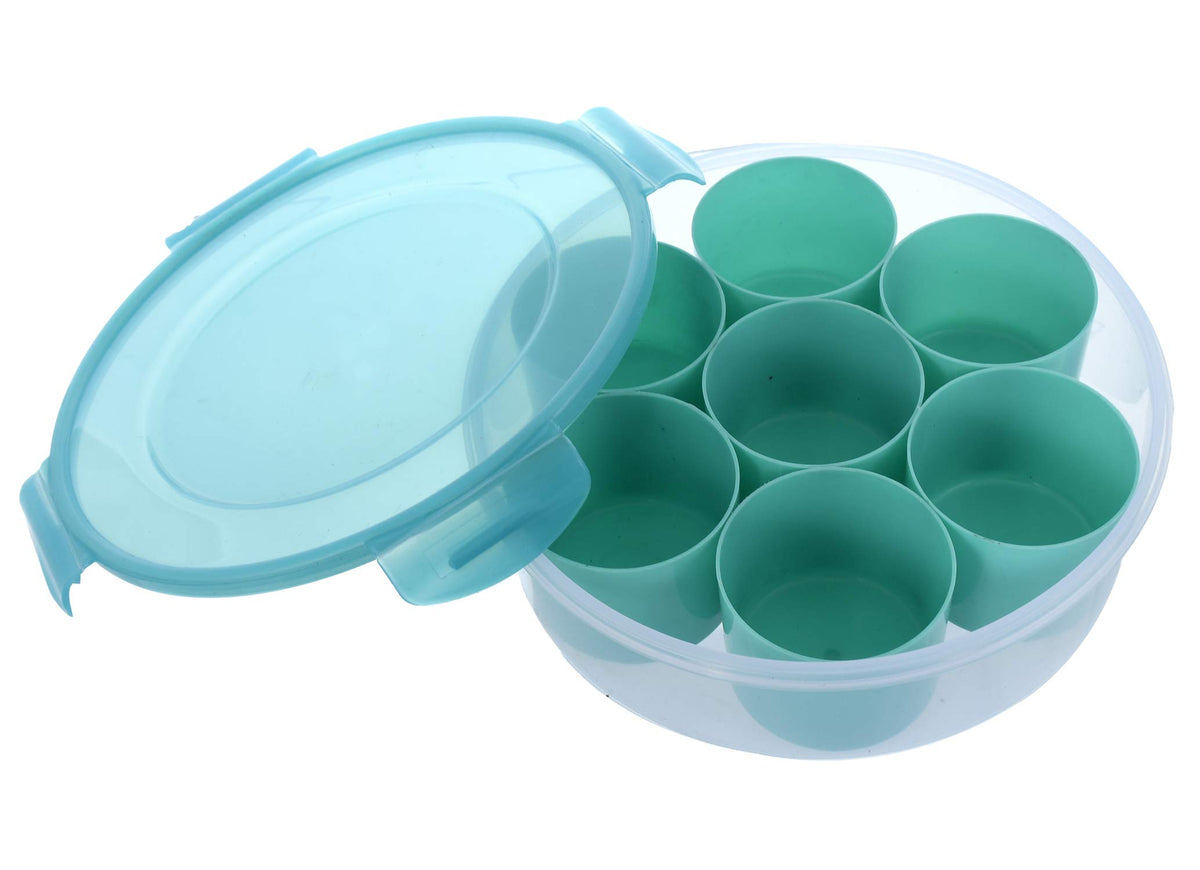 Kuber Industries Airtight & Leak Proof Plastic Masala (Spice) Box/Dabba/Spice Organiser with Lock Lid & 7 Containers (Green) - CTLTC44412