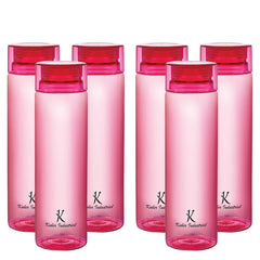 Homestic BPA Free Plastic Water Bottles | Breakproof, Leakproof, Food Grade PET Bottles | Water Bottle for Kids & Adults | Plastic Bottle Set of 6 |Pink