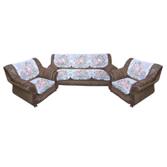 Kuber Industries 6 Piece Cotton 5 Seater Sofa Cover Set - Cream