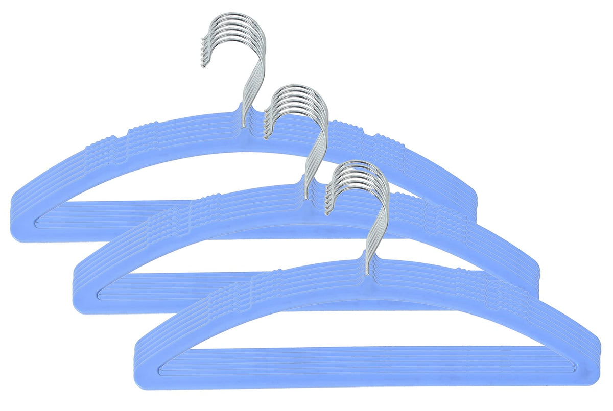 Kuber Industries 18 Pieces Non-Slip, Space Saving Plastic Closet Baby Hanger for Laundry & Everyday Use (Blue)-HS43KUBMART25707