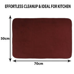 Heart Home Dish Dry Mat | Microfiber Drying Mat | Reversible Kitchen Drying Mat | Absorbent Mat | Kitchen Dish Dry Mat | 50x70 | Pack of 2 | Dark Purple & Maroon