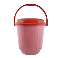 Kuber Industries Unbreakable Virgin Plastic Strong Bathroom Bucket with Lid 18 LTR (Green & Pink)-Pack of 2-KUBMART15263