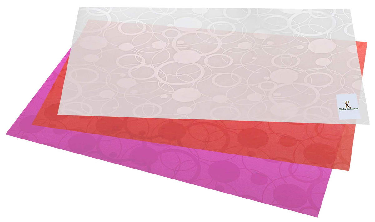 Kuber Industries Circle Design 3 Pieces PVC Refrigerator/Fridge Multipurpose Drawer Mat Set(Pink, Red and White)-CTKTC32337