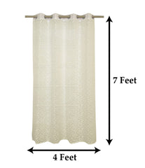Heart Home Flower Design 7 Feet Door Curtain for Living Room, Bed Room, Kids Room with 8 Eyelet (Cream) 54HH3941.