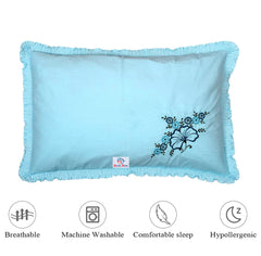 Heart Home Embroidery Pattern Breathable & Soft Cotton Pillow Cover for Sofa, Couch, Bed, Set of 6 (Blue) 54HH4112.