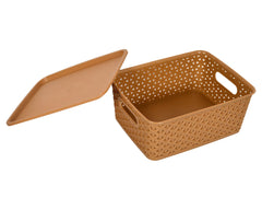 Heart Home Multipurposes Large M 20 Plastic Basket, Organizer For Kitchen, Countertops, Cabinets, Bathrooms Without Lid- Pack of 3 (Brown & Grey & Brown) -46HH0106