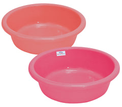 Heart Home Multiuses Plastic Knead Dough Basket/Basin Bowl For Home & Kitchen 6 Ltr- Pack of 2 (Light Pink & Pink) 52HH3875