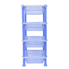 Kuber industries Plastic 2 Pieces 4 Layer Multi-Purpose Kitchen Storage Basket Rack (Blue)-CTKTC25268