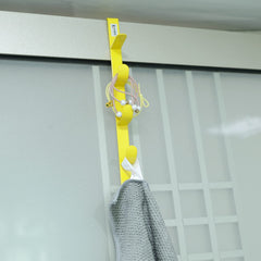 Kuber Industries 5-Level Cloth Hanger | Multipurpose Cloth & Towel Holder|Iron Spray Material|Easy Installation|Interchangeable Over The Door Towel Holder | Yellow