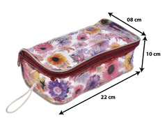 Heart Home Flower Printed Tranasparent Multiuses PVC Pouch/Bag for Vacation, Bathroom, Organizing with Carrying Strip- Pack of 2 (Multicolor)-44LUGH0597