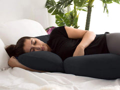 Kuber Industries Cotton Ultra Soft Hollow Fibre C Shaped Maternity Pillow,Pregnancy Pillow,Body Pillow with Zippered Cover (Black)-CTKTC39241