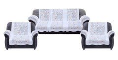 Kuber Industries Leaf Design Cotton 5 Seater Sofa Cover with 6 Pieces Arms Cover and 1 Center Table Cover Use Both Side, Living Room, Drawing Room, Bedroom, Guest Room (Set of 17, Cream)