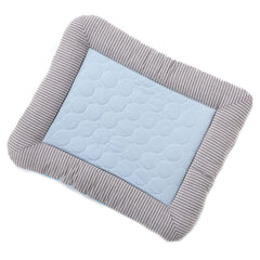 Homestic Rectangular Dog & Cat Bed|Yarn Dyed Oxford Cloth|Nylon and Polyester with Cotton Filling|Self-Cooling Bed for Dog & Cat|Small Light-Weight & Durable Dog Bed|ZQCJ005B-L|Blue