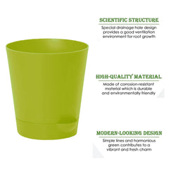Heart Home Plastic Titan Pot|Garden Container for Plants & Flowers|Self-Watering Pot with Drainage Holes,6 Inch,Pack of 6 (Green)