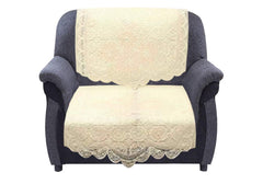 Kuber Industries Premium Sofa Cover with Center Table Cover|Chikankari Cotton Fabric|6 Pieces Cotton 5 Seater Sofa Cover Set (Cream)
