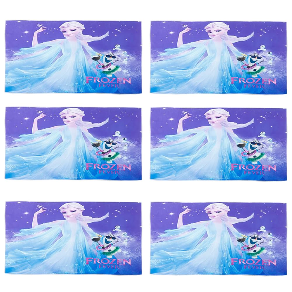 Kuber Industries Disney Frozen Microfiber Soft Kids Bath Towel-Pack of 6 (Sky Blue)