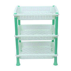 Kuber industries Plastic 2 Pieces 3 Layer Multi-Purpose Kitchen Storage Basket Rack (Green)-CTKTC25257
