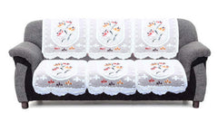 Kuber Industries Flower Cotton 7 Piece 5 Seater Sofa Cover with Center Table Cover (Cream) - CTKTC22287
