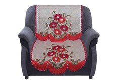 Kuber Industries Flower Design 6 Piece Cotton 5 Seater Sofa Cover Set - 70.07"x29.13", Magenta