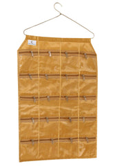 Kuber Industries Satin Jewellery Organizer With 20 Zipper Pockets With Hanger, Gold (F_26_KUBMART016961)