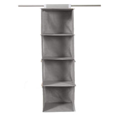 Kuber Industries 4 shelf Closet Organizer For Wardrobe|Non-woven Collapsible Wardrobe|Hanging Shelf For clothes|4 shelves Cloth Organizer|Pack of 2 (Grey)