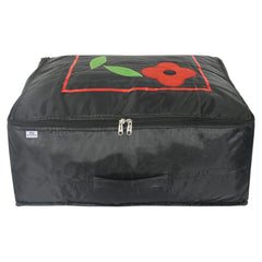 Heart Home Polyester Clothes Storage Bag for Travel|Moisture Proof & Foldable|Flower Pattern Wardrobe Organizer Large Size (Black)