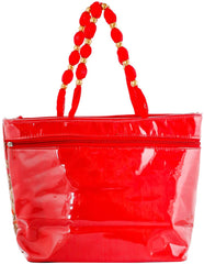 Kuber Industries Laminated Embroidery Hand Bag, Tote Bag, Purse for All Occasion for Women & Girls (Red)