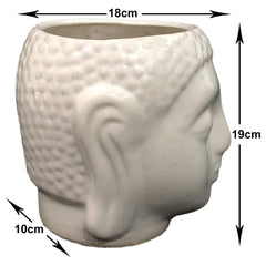 Kuber Industries Buddha Flower Pot|Buddha Head Shape Flower Planter|Plastic Flower Plant for Home Décor|Office Décor|Pack of 6 (White)