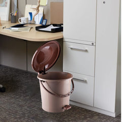 Kuber Industries Pedal Dustbin|Plastic Pedal Dustbin|Kitchen Waste Paper Bin|Dustbin For Bedroom|5 Liter Dustbin|Pack of 3 (Brown)