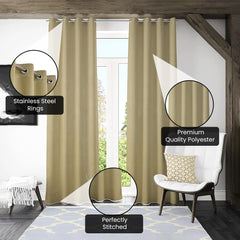 Kuber Industries 100% Room Darkening Black Out Curtain I 7 Feet Door Curtain I Insulated Heavy Polyester Solid Curtain|Drapes with 8 Eyelet for Home & Office (Gold)