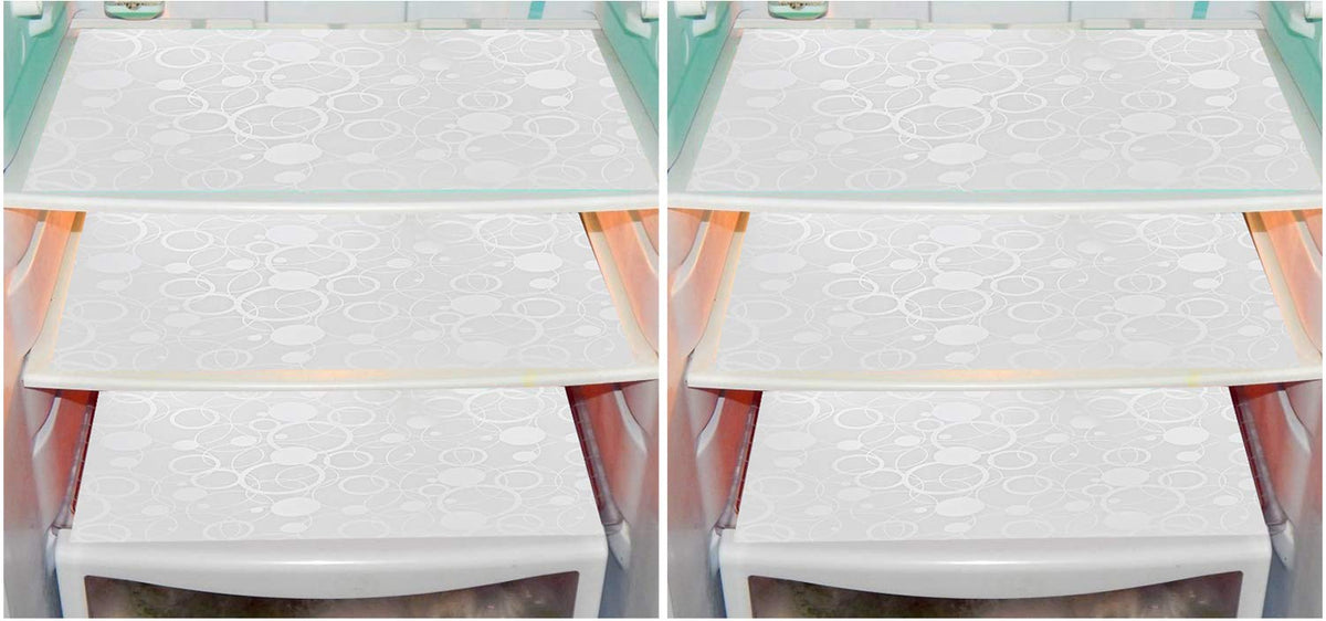 Kuber Industries Circle Design 6 Piece PVC Refrigerator Drawer Mat Set - 19"x13", White, Standard (CTKTC03375)