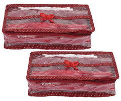 Heart Home Multiuses Dot Printed Tranasparent Bangle Box/Organizer/Kit/Case With 1 Rod- Pack of 2 (Maroon)