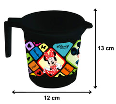 Heart Home Disney Mickey Minnie Print Plastic Bathing Mugs for Bathroom Bath Accessory, 500 ML (Set of 6,Black) -HS_35_HEARTHS17558