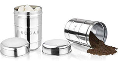 Kuber Industries 2 Pieces Stainless Steel Tea, Sugar Container set, 500 Ml (Silver) -CTKTC043168