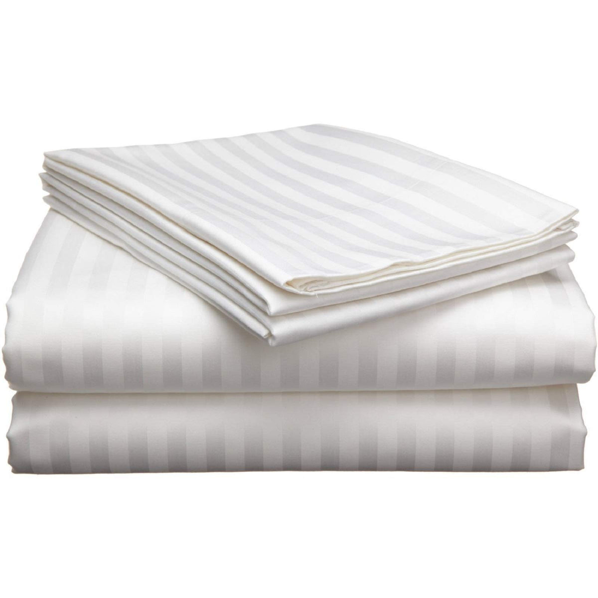 Kuber Industries Double Bedsheet with 2 Pillow Covers|Cotton Material & Satin Stripes|Size 254 X 228 Cm (White), 144 TC
