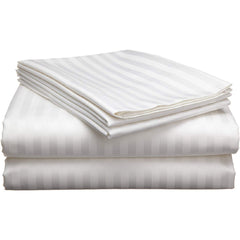 Kuber Industries Double Bedsheet with 2 Pillow Covers|Cotton Material & Satin Stripes|Size 254 X 228 Cm (White), 144 TC