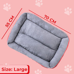 Kuber Industries Dog & Cat Bed|Super Soft Plush Top Pet Bed|Oxford Cloth Polyester Filling|Machine Washable Dog Bed|Rectangular Cat Bed with Rise-Edge Pillow|QY036R-L|Red