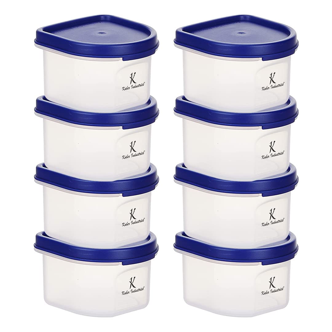 Kuber Industries Set Of 8 Food Storage Modular Container with Lid | Plastic Unbreakable Storage | Leak proof Food Grade Kitchen Organizer With Lid | 250 ML | White |