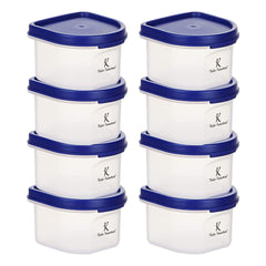 Kuber Industries Set Of 8 Food Storage Modular Container with Lid | Plastic Unbreakable Storage | Leak proof Food Grade Kitchen Organizer With Lid | 250 ML | White |