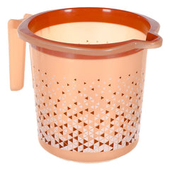 Kuber Industries Tinted Print Multiuses Lightweight, Unbreakable Plastic Bathroom Mug 1.5 Litre Pack of 2 (Beige & Black)-46KM0244